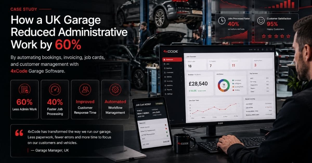 How a UK Garage Reduced Administrative Work by 60% Using 4xCode Garage Software